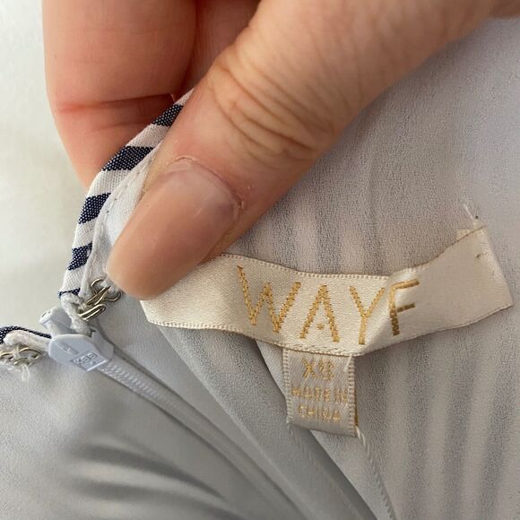 WAYF Massa Front Tie-Knot Pockets Blue White Pin Striped Jumpsuit Romper XS - Picture 9 of 12